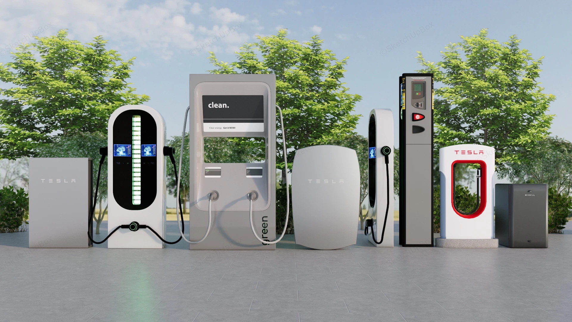 Electric Vehicle Charging Stations sketchup model preview - SketchupBox