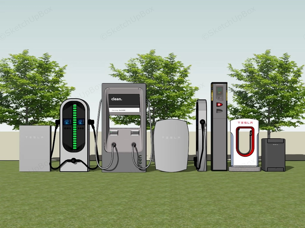 Electric Vehicle Charging Stations sketchup model preview - SketchupBox