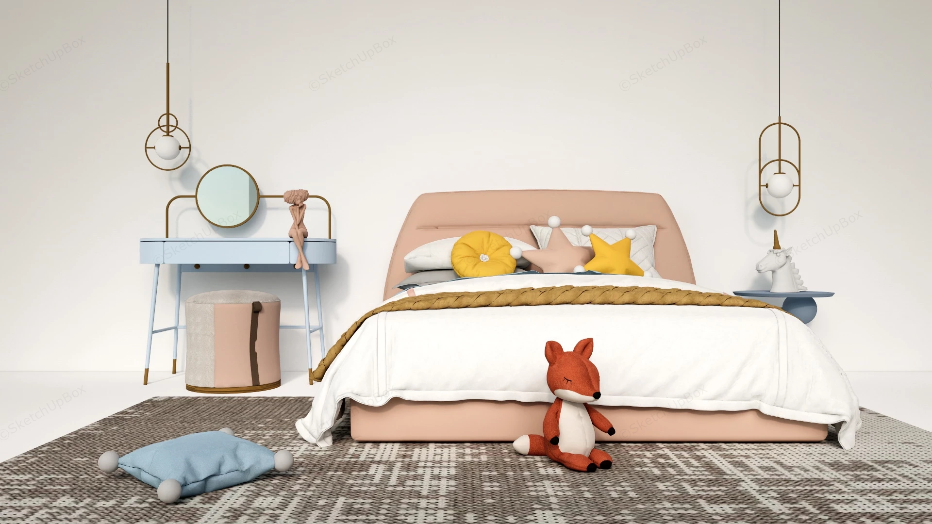 Elegant Girls Room Furniture sketchup model preview - SketchupBox