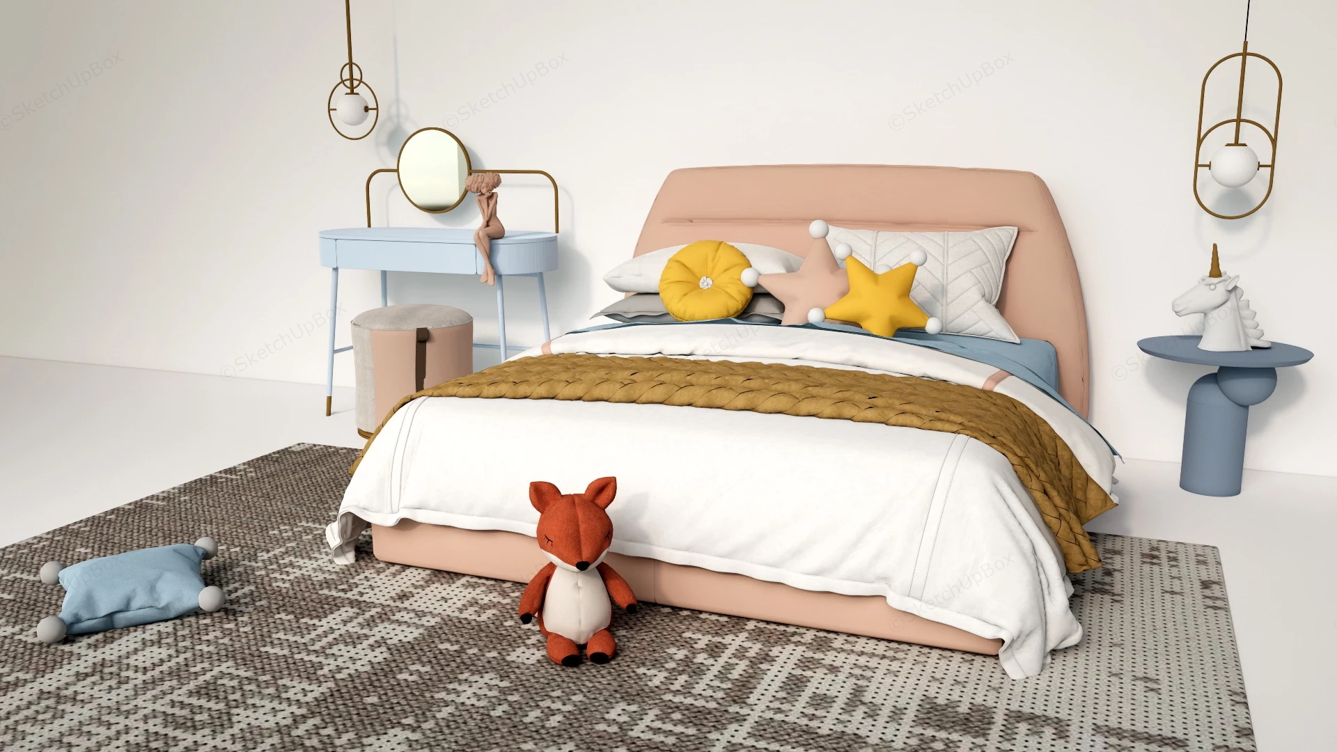 Elegant Girls Room Furniture sketchup model preview - SketchupBox