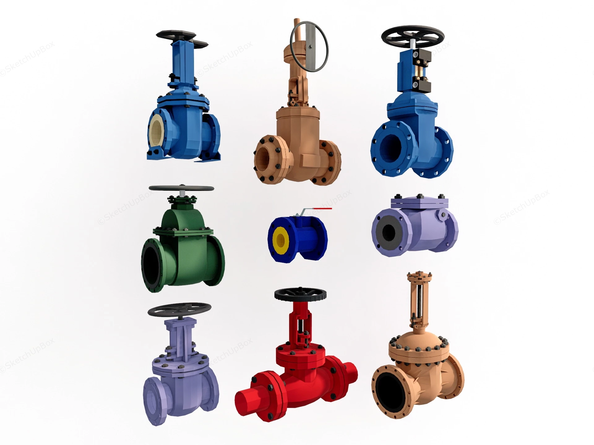 Industrial Control Valves sketchup model preview - SketchupBox