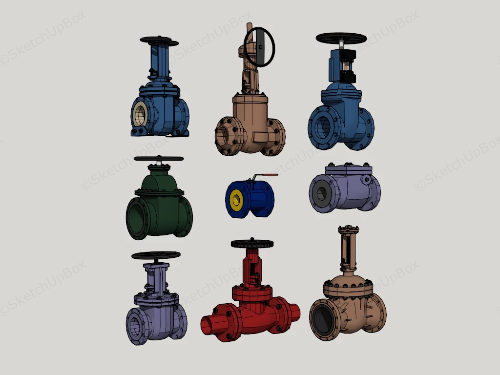 Industrial Control Valves sketchup model preview - SketchupBox