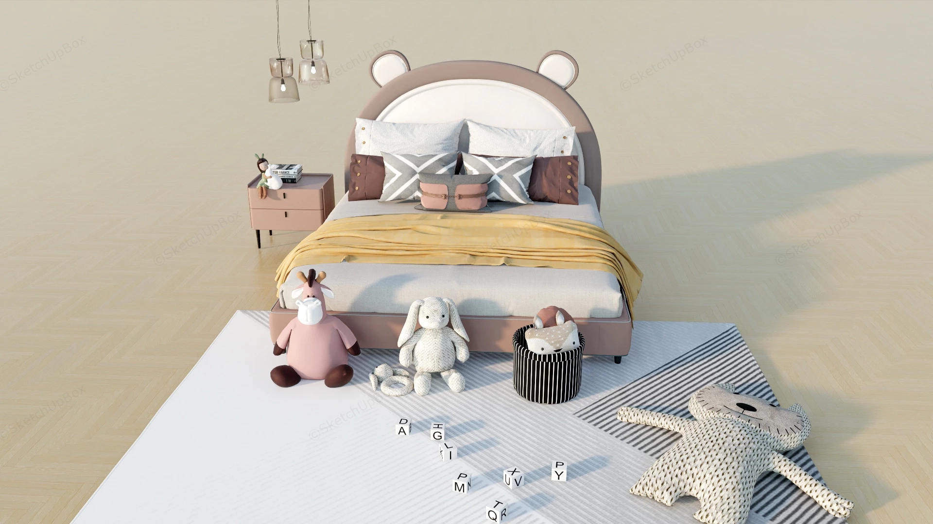 Teen Girl Room Bed sketchup model preview - SketchupBox