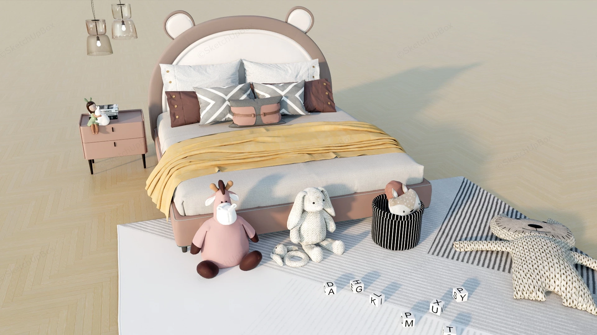 Teen Girl Room Bed sketchup model preview - SketchupBox