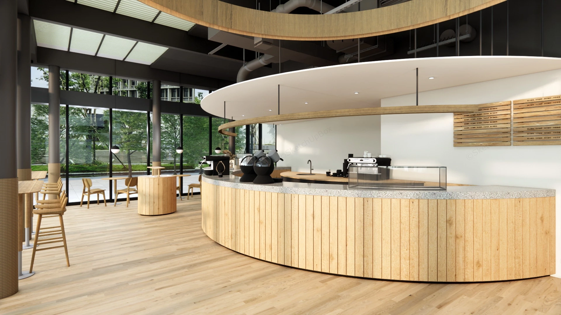 Small Modern Cafe Design sketchup model preview - SketchupBox