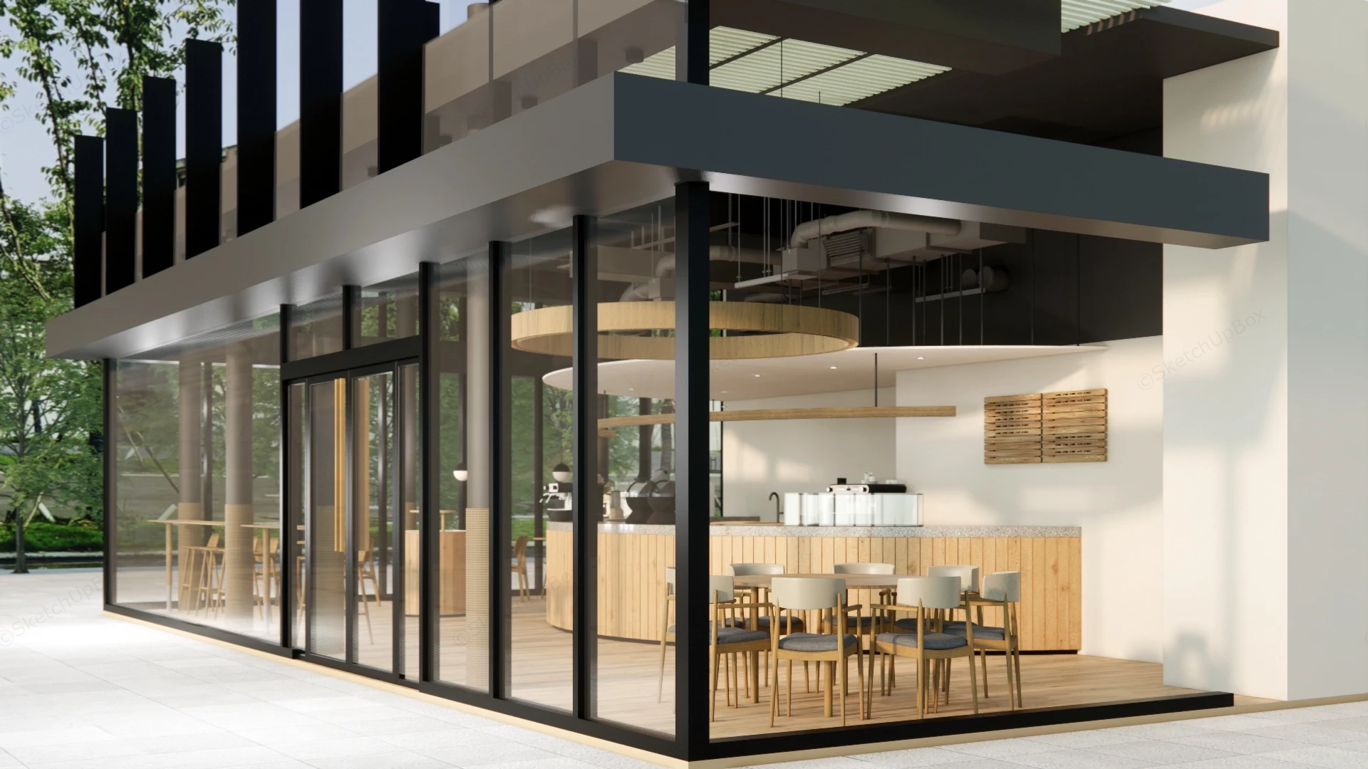 Small Modern Cafe Design sketchup model preview - SketchupBox