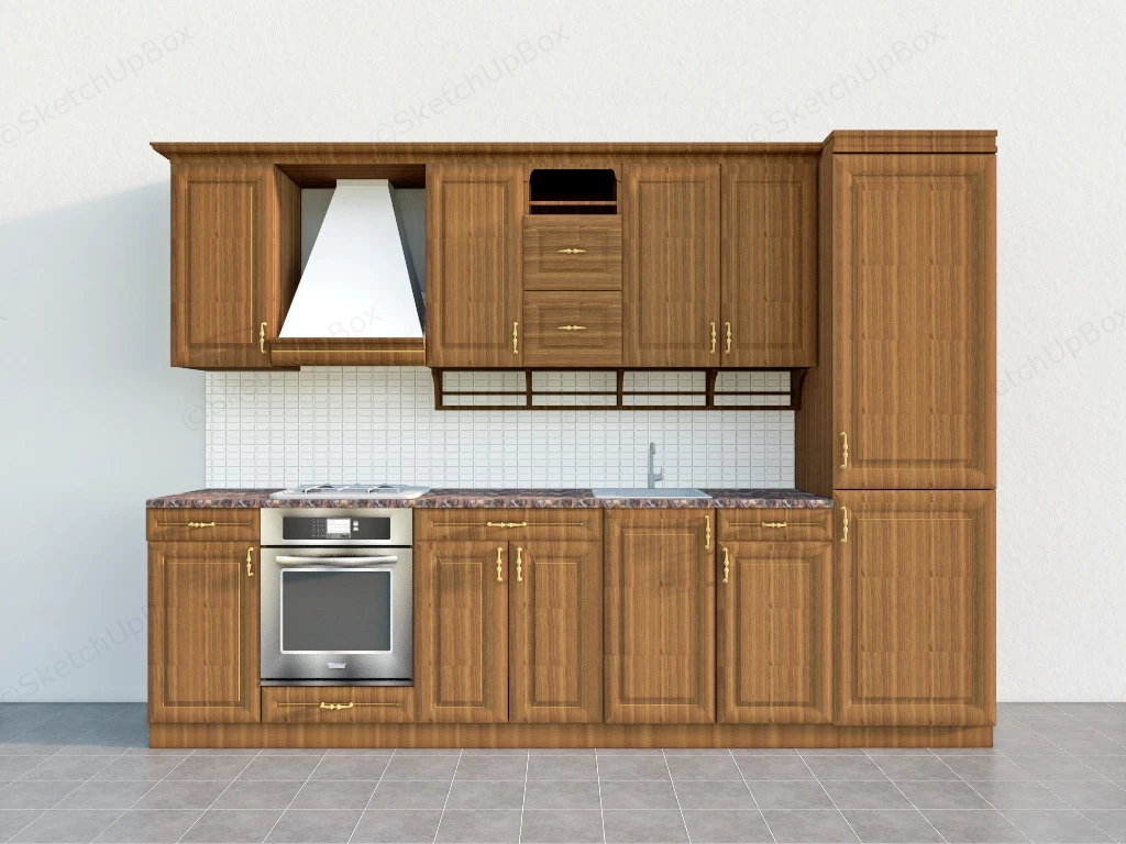 Traditional Wood Kitchen Cabinets sketchup model preview - SketchupBox