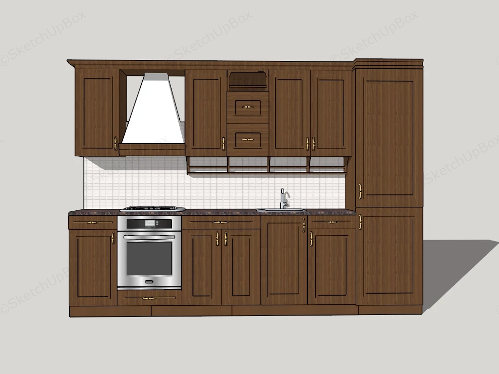 Traditional Wood Kitchen Cabinets sketchup model preview - SketchupBox