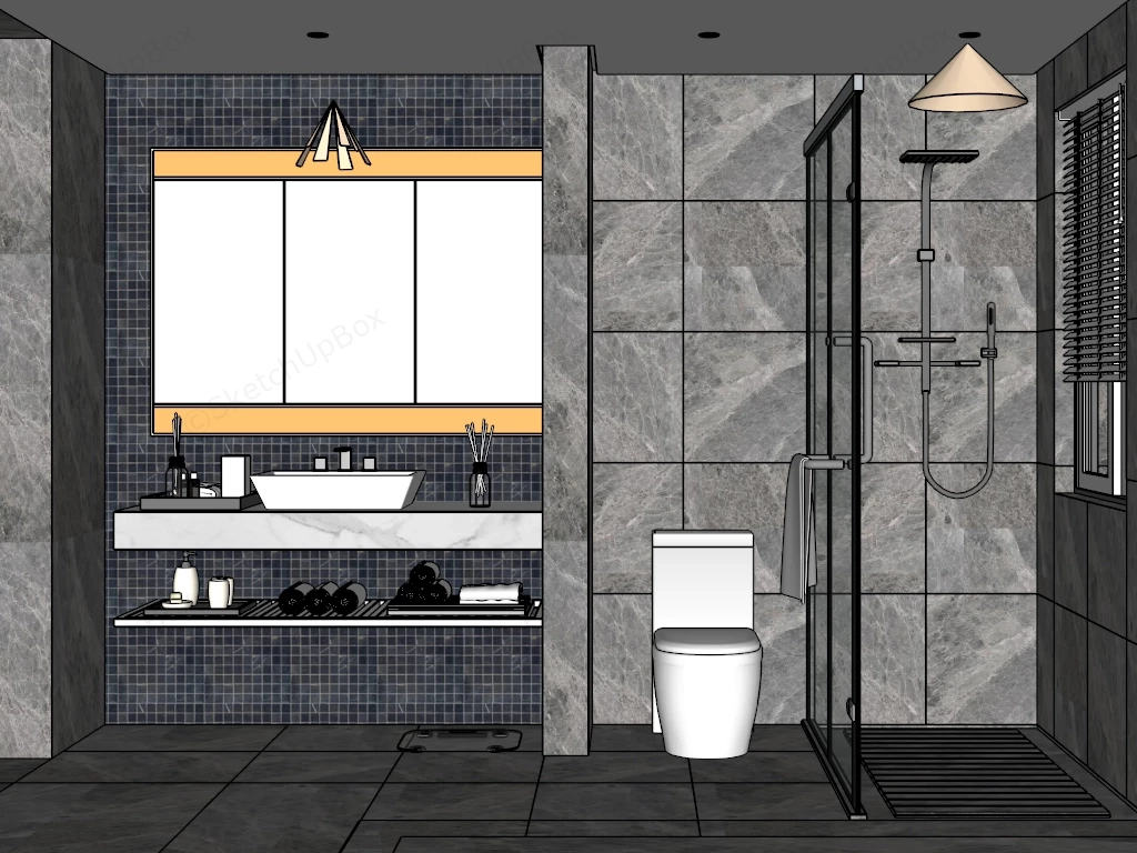 Black And Grey Bathroom Decor sketchup model preview - SketchupBox