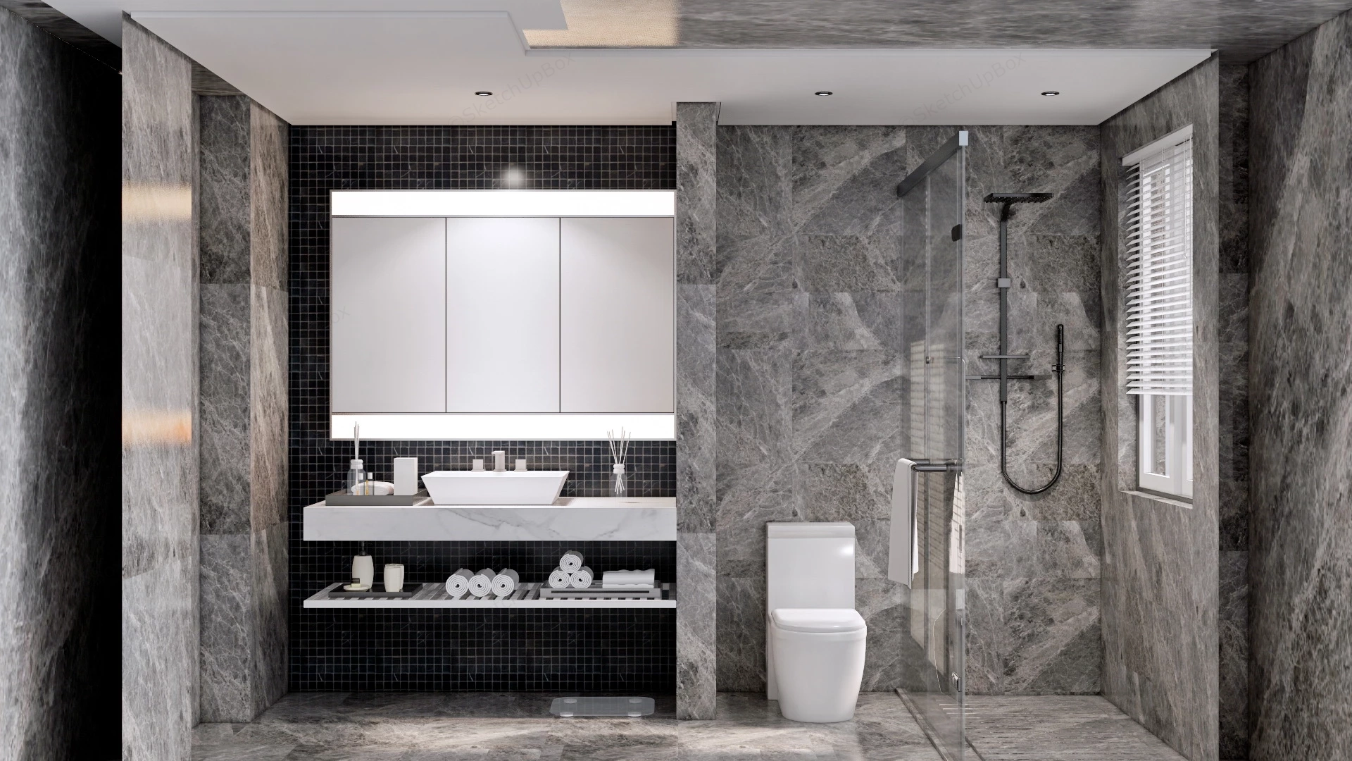 Black And Grey Bathroom Decor sketchup model preview - SketchupBox