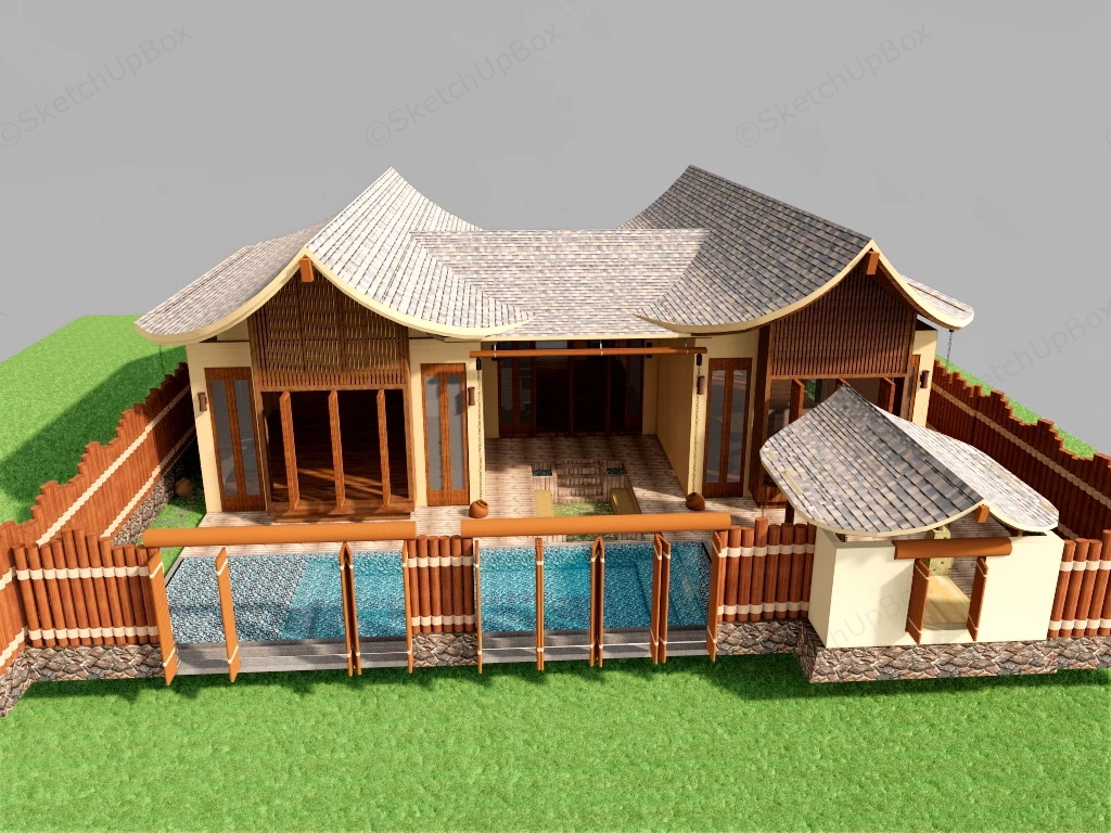 Traditional Japanese House sketchup model preview - SketchupBox