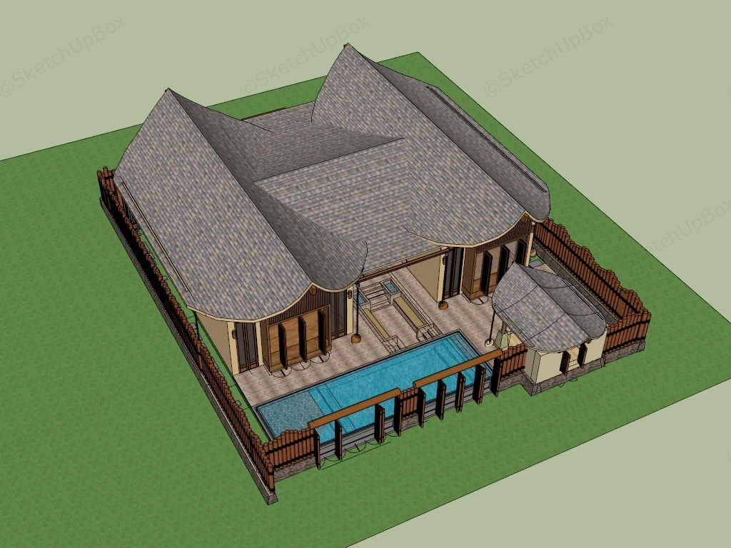Traditional Japanese House sketchup model preview - SketchupBox