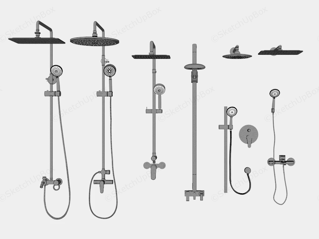 Modern Shower Fixtures sketchup model preview - SketchupBox