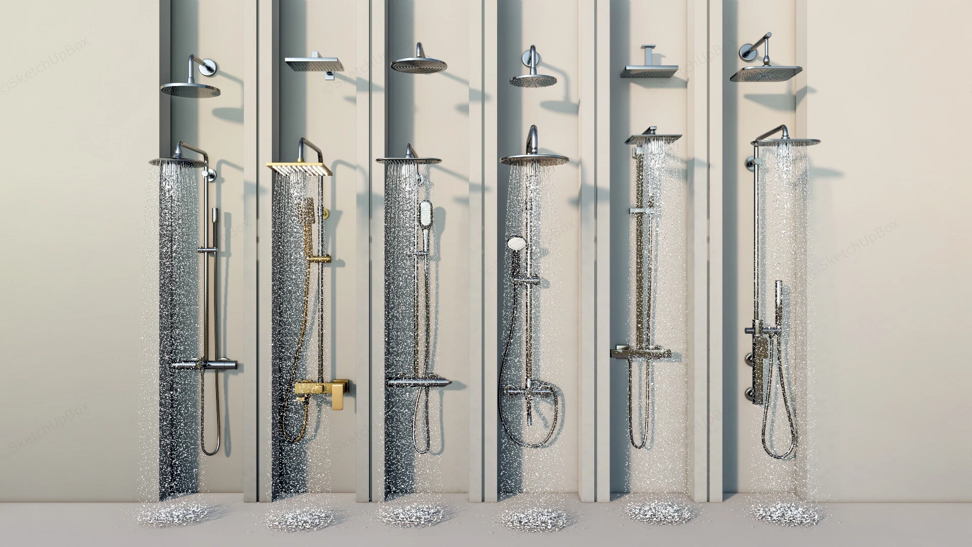 Wall Mounted Shower Fixtures sketchup model preview - SketchupBox