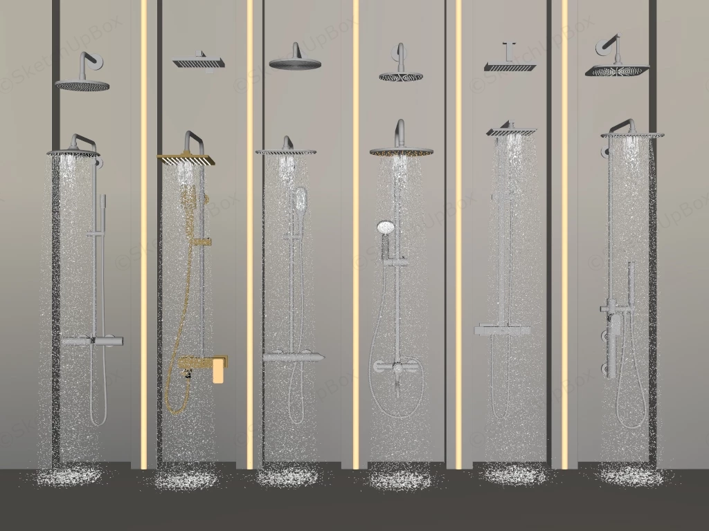 Wall Mounted Shower Fixtures sketchup model preview - SketchupBox