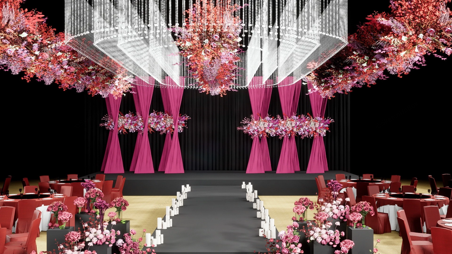 Luxury Pink Wedding Venue And Reception sketchup model preview - SketchupBox
