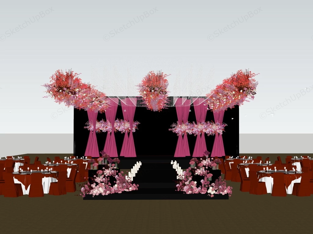 Luxury Pink Wedding Venue And Reception sketchup model preview - SketchupBox