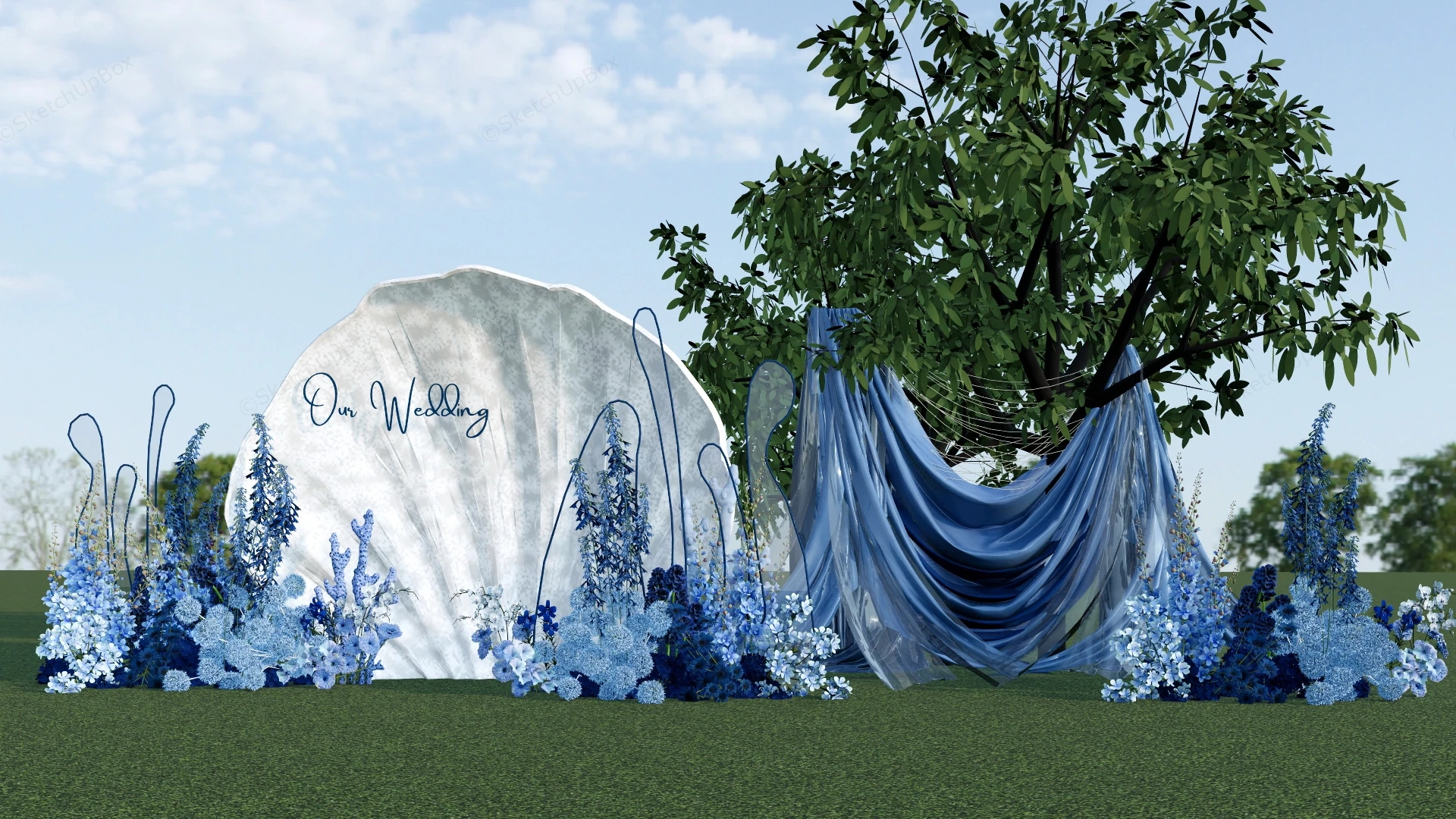 Blue Wedding Decoration sketchup model preview - SketchupBox