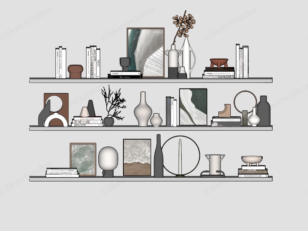 Floating Wall Mount Shelf Decor sketchup model preview - SketchupBox