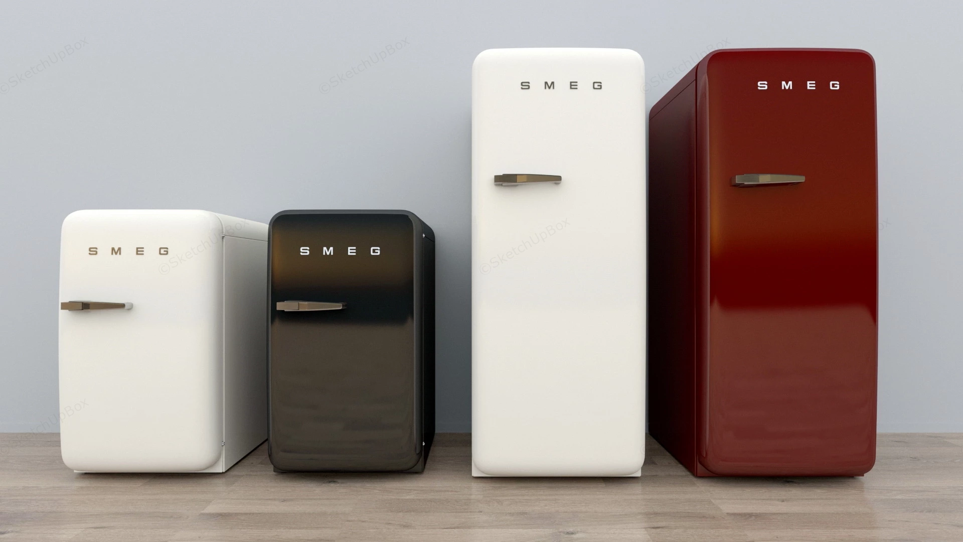 Smeg Mini Fridges sketchup model preview - SketchupBox