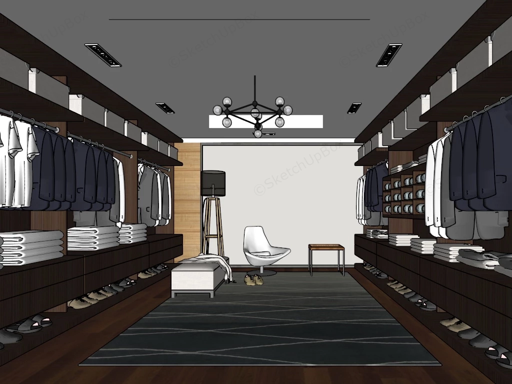 Luxury Men’s Dressing Room sketchup model preview - SketchupBox