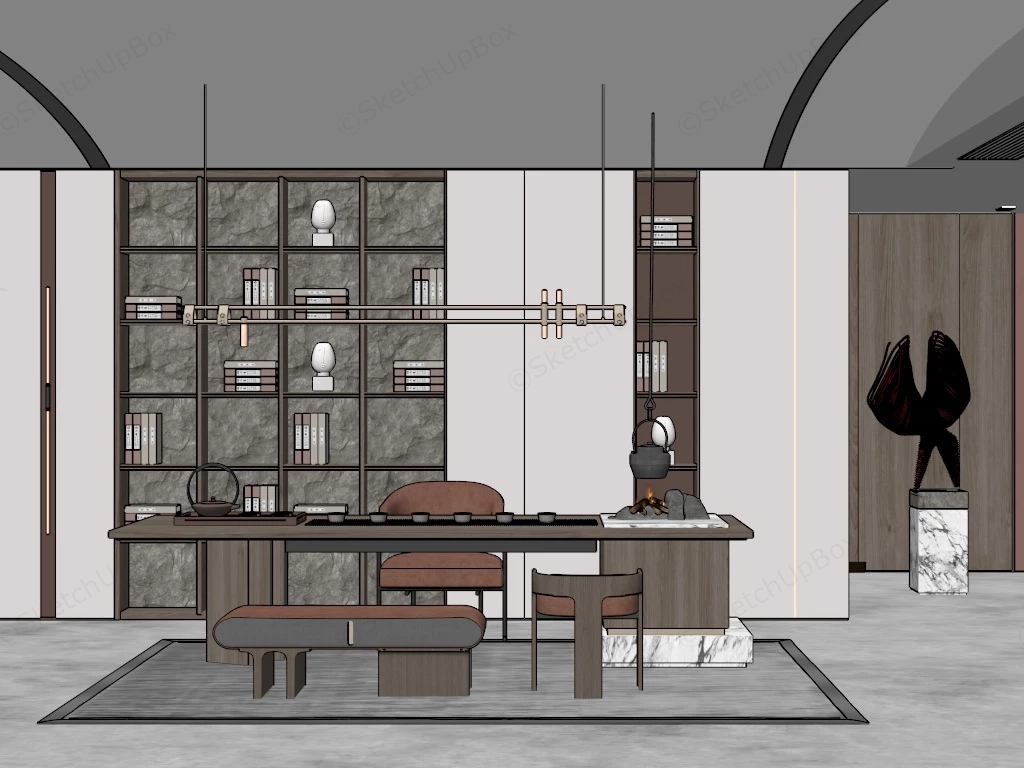 Neoclassical Tea Room sketchup model preview - SketchupBox