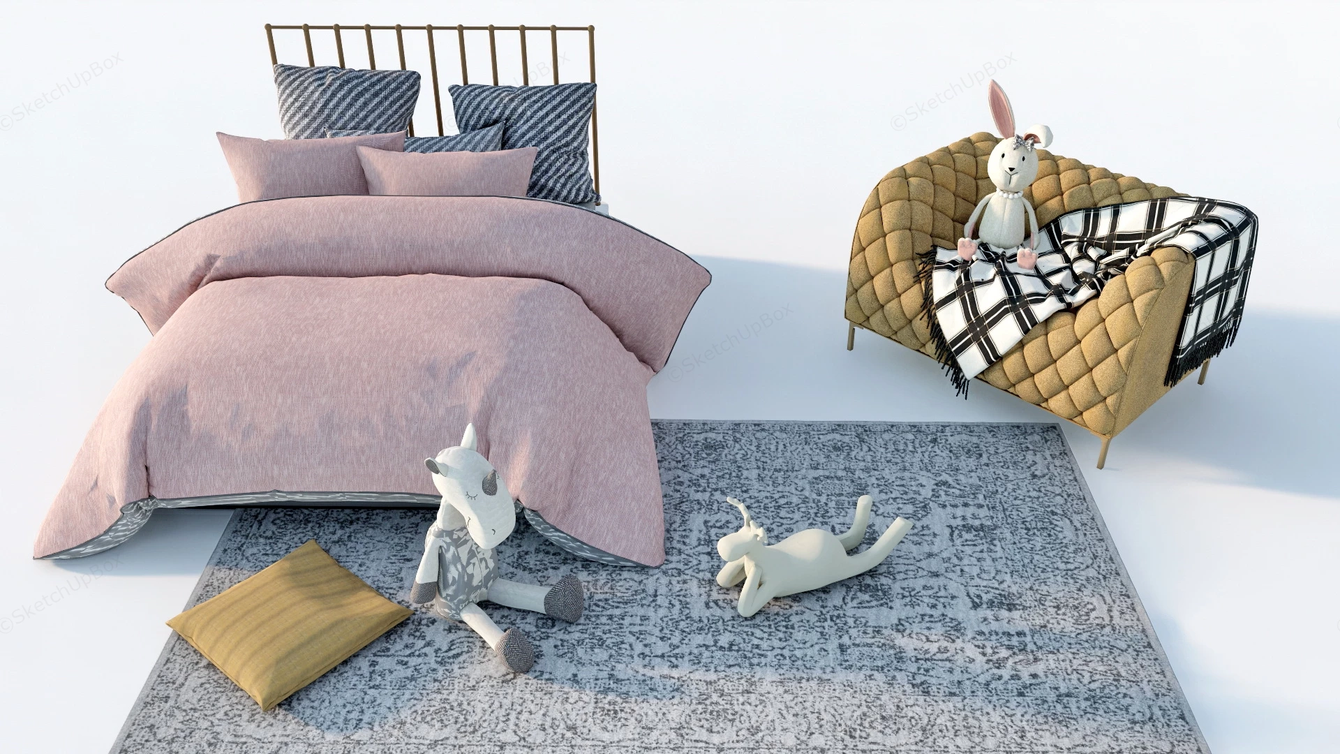 Kids Full Bed sketchup model preview - SketchupBox