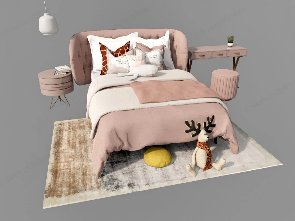 Girls Bedroom Furniture Idea sketchup model preview - SketchupBox