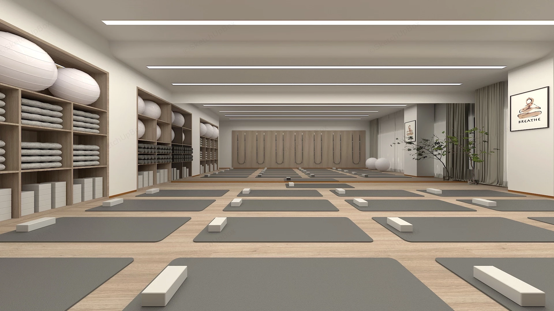Modern Yoga Studio sketchup model preview - SketchupBox
