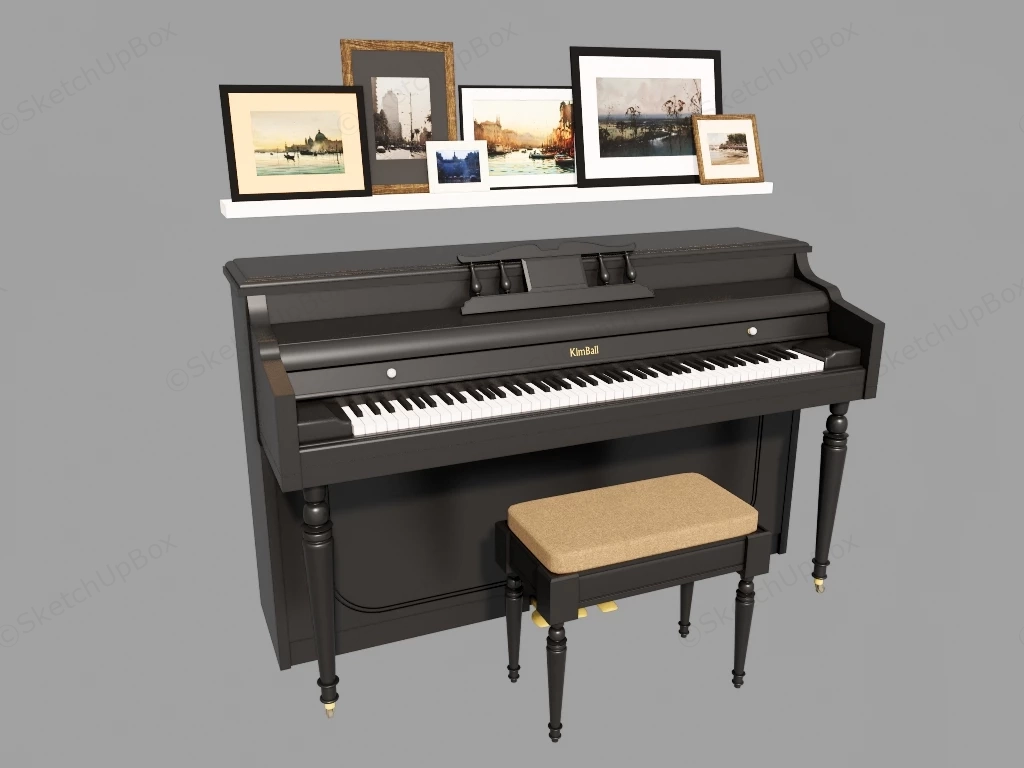 Kimball Upright Piano sketchup model preview - SketchupBox