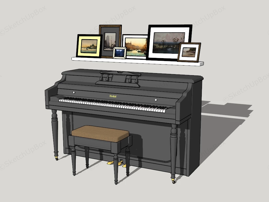 Kimball Upright Piano sketchup model preview - SketchupBox