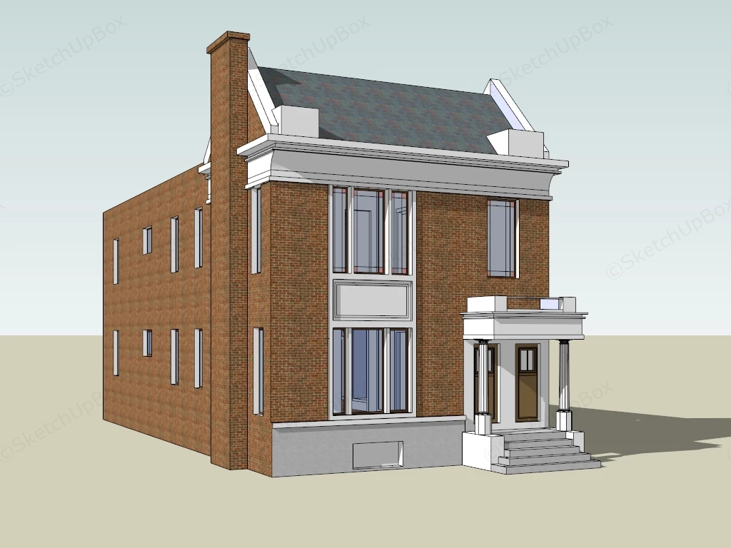 Retro Brick House sketchup model preview - SketchupBox