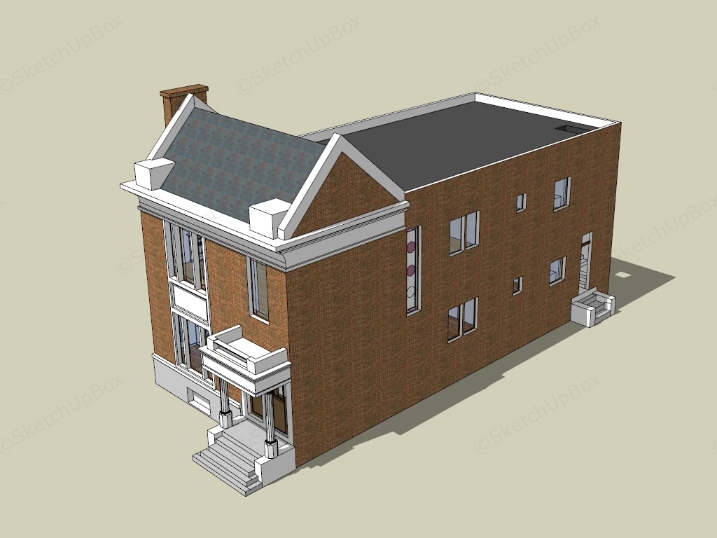 Retro Brick House sketchup model preview - SketchupBox