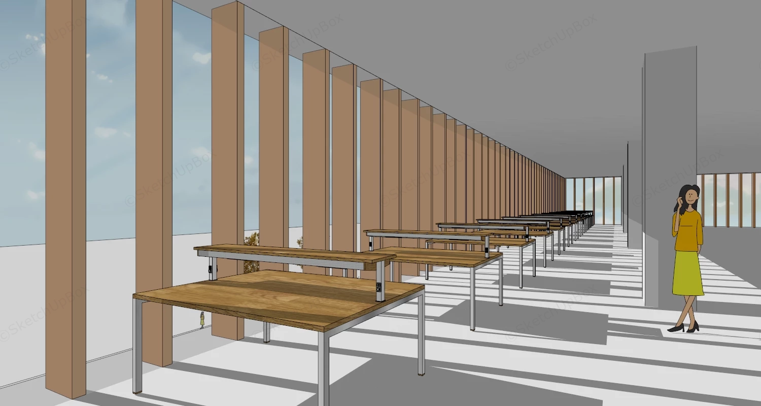 Modern Library Building Design sketchup model preview - SketchupBox