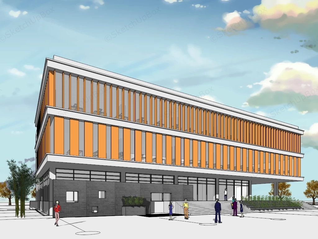 Modern Library Building Design sketchup model preview - SketchupBox