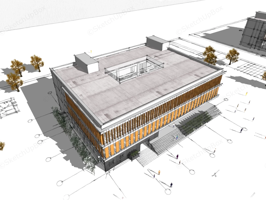 Modern Library Building Design sketchup model preview - SketchupBox