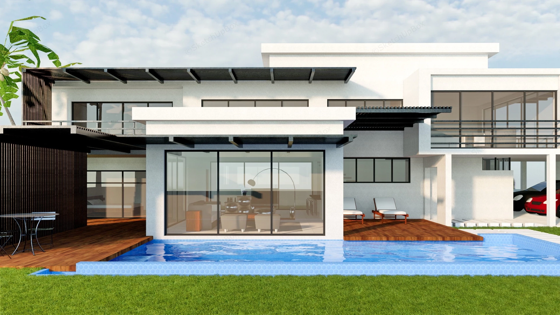 Modern Tropical House sketchup model preview - SketchupBox