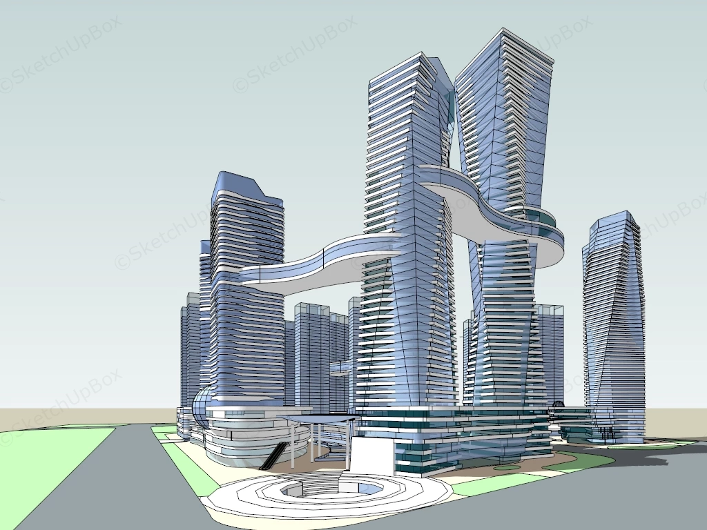 Modern CBD Office & Apartment Architecture Concept sketchup model preview - SketchupBox