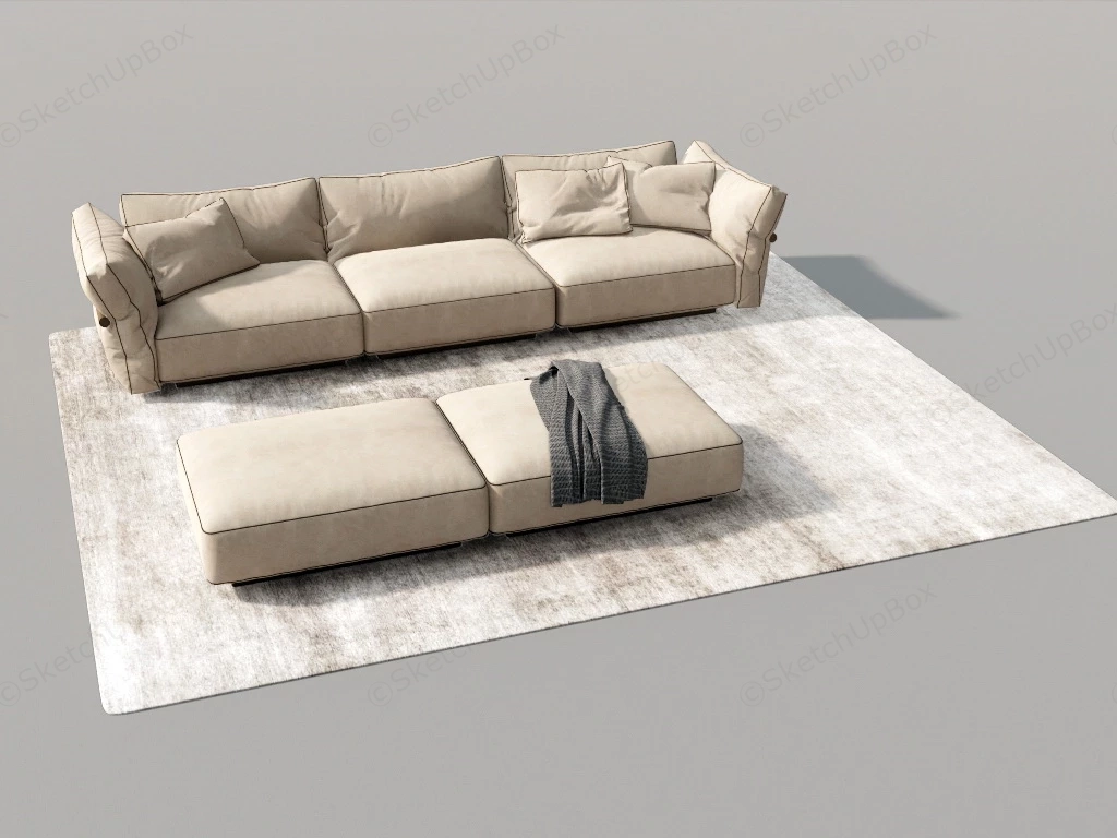 Modern Cream Sofa sketchup model preview - SketchupBox