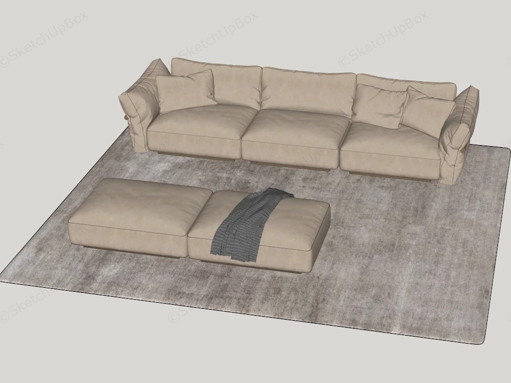 Modern Cream Sofa sketchup model preview - SketchupBox