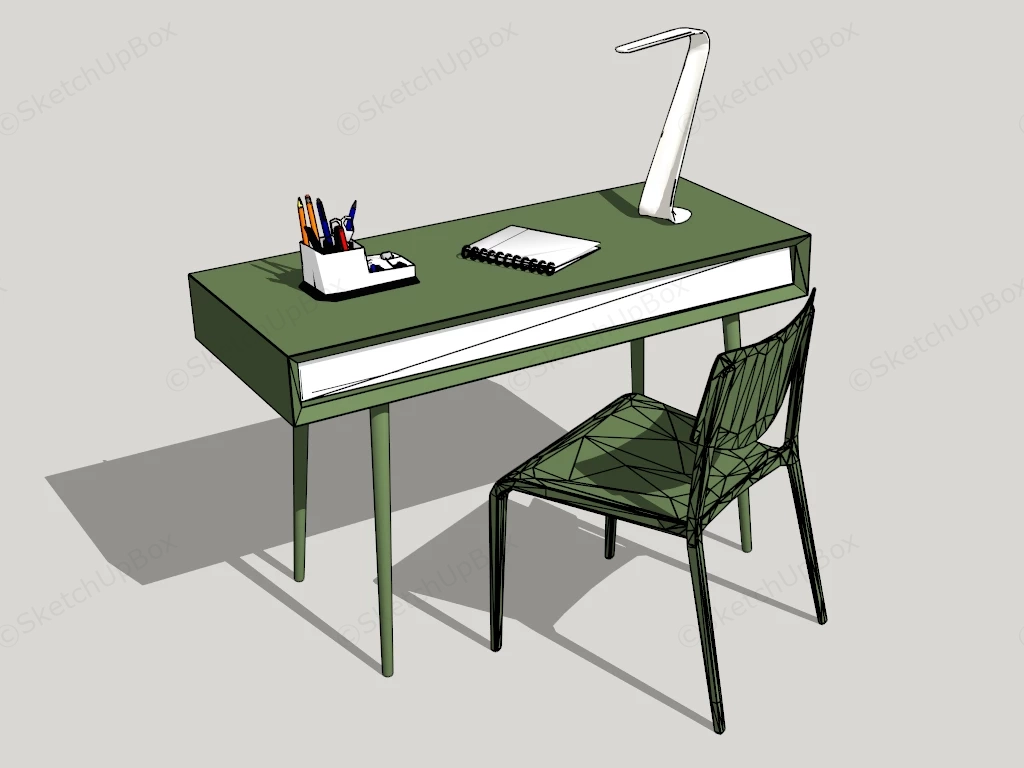 Writing Desk And Chair Set sketchup model preview - SketchupBox