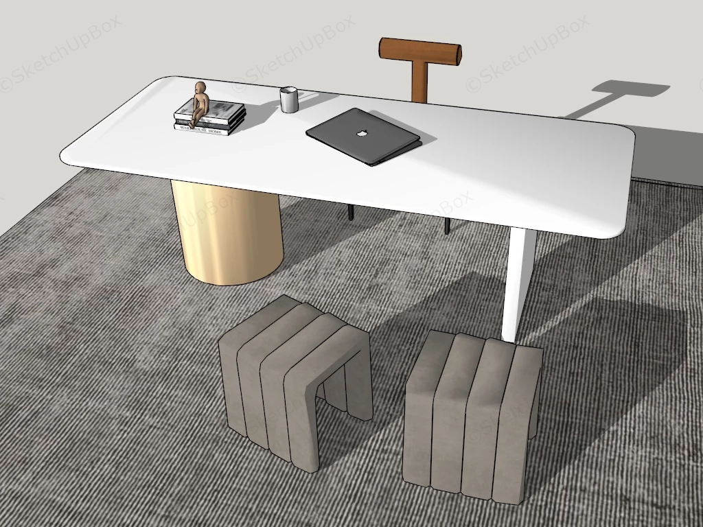 Modern Home Office Desk sketchup model preview - SketchupBox
