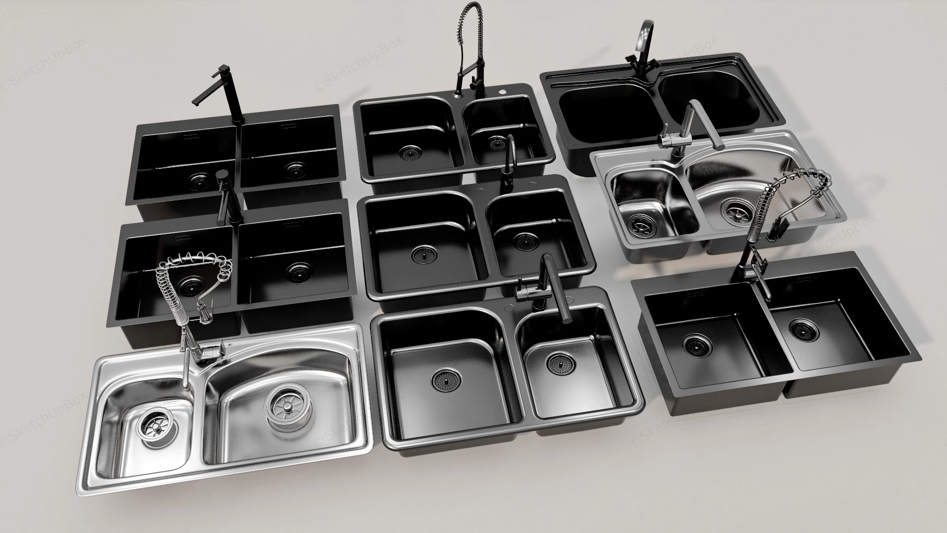 Modern Kitchen Sinks And Faucets sketchup model preview - SketchupBox