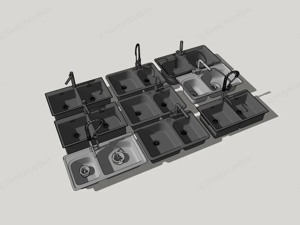 Modern Kitchen Sinks And Faucets sketchup model preview - SketchupBox