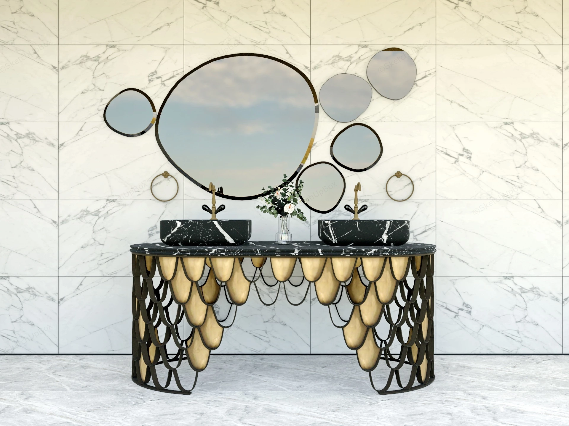 Decorative Batheoom Vanity sketchup model preview - SketchupBox