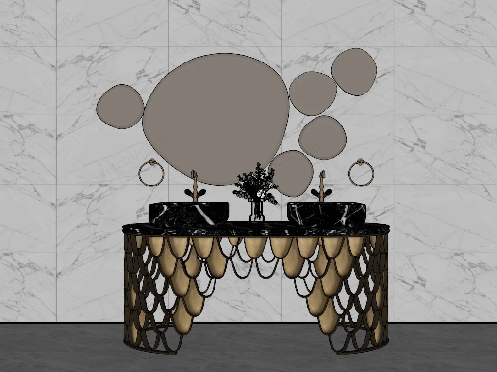 Decorative Batheoom Vanity sketchup model preview - SketchupBox