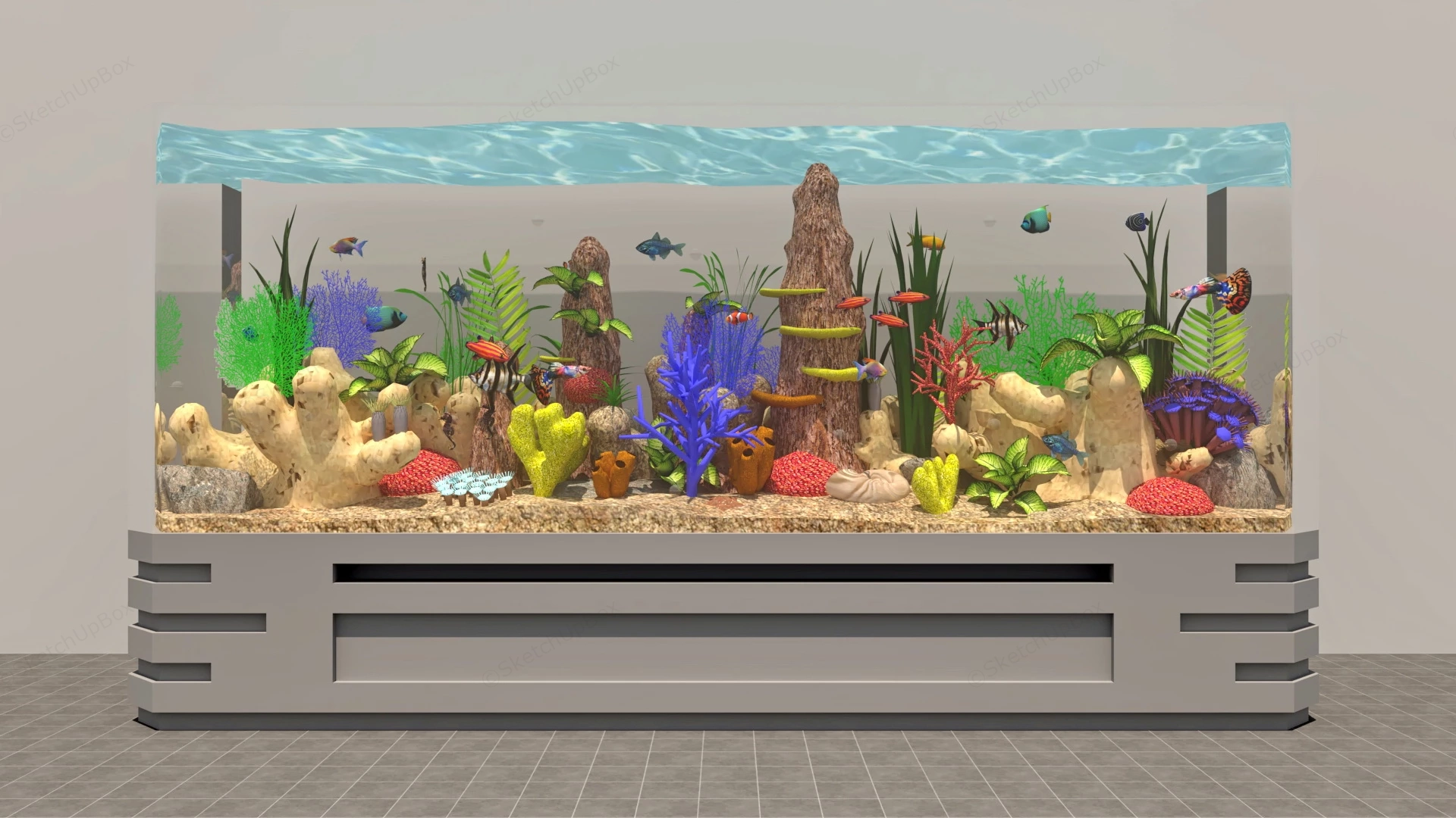 Beautiful Tropical Fish Tank sketchup model preview - SketchupBox