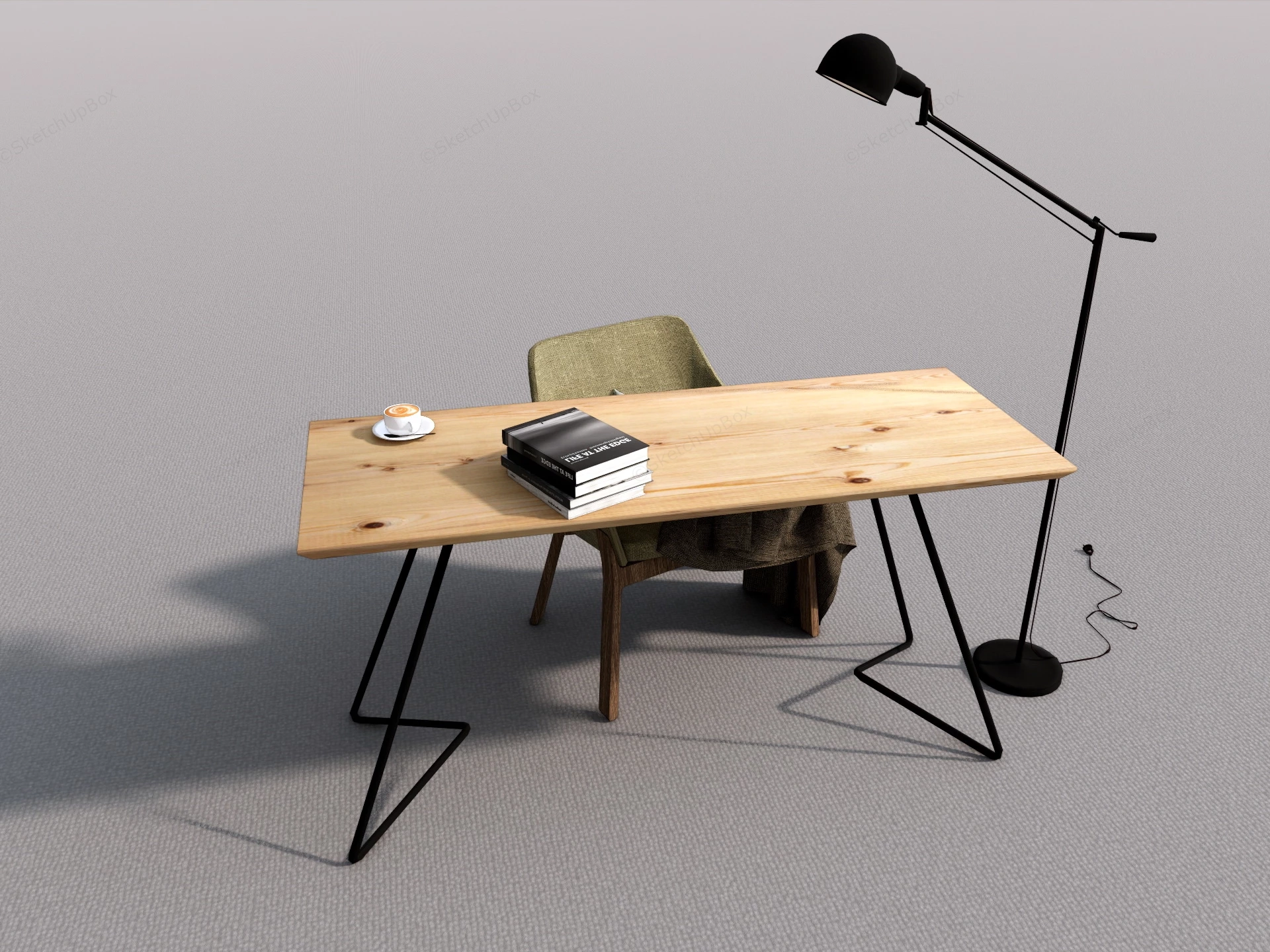 Minimalist Writing Desk For Home Office sketchup model preview - SketchupBox
