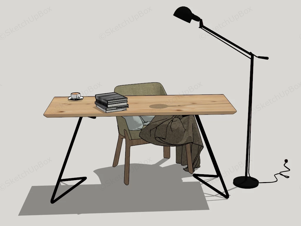 Minimalist Writing Desk For Home Office sketchup model preview - SketchupBox