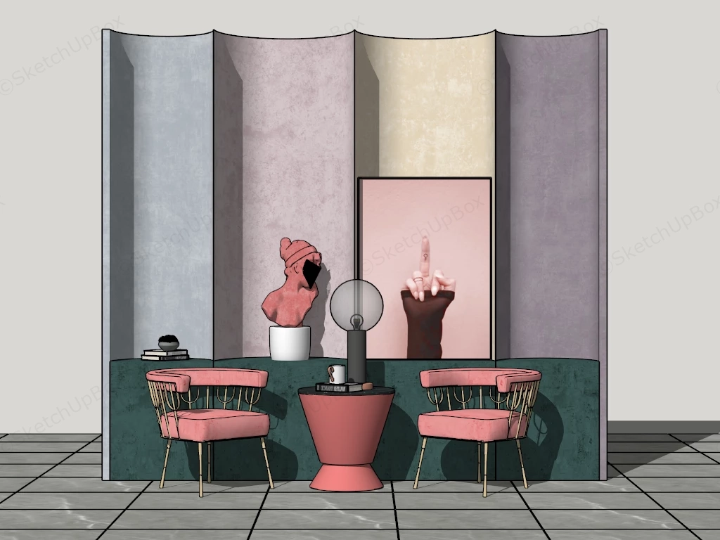 Luxury Accent Table And Chair Set sketchup model preview - SketchupBox